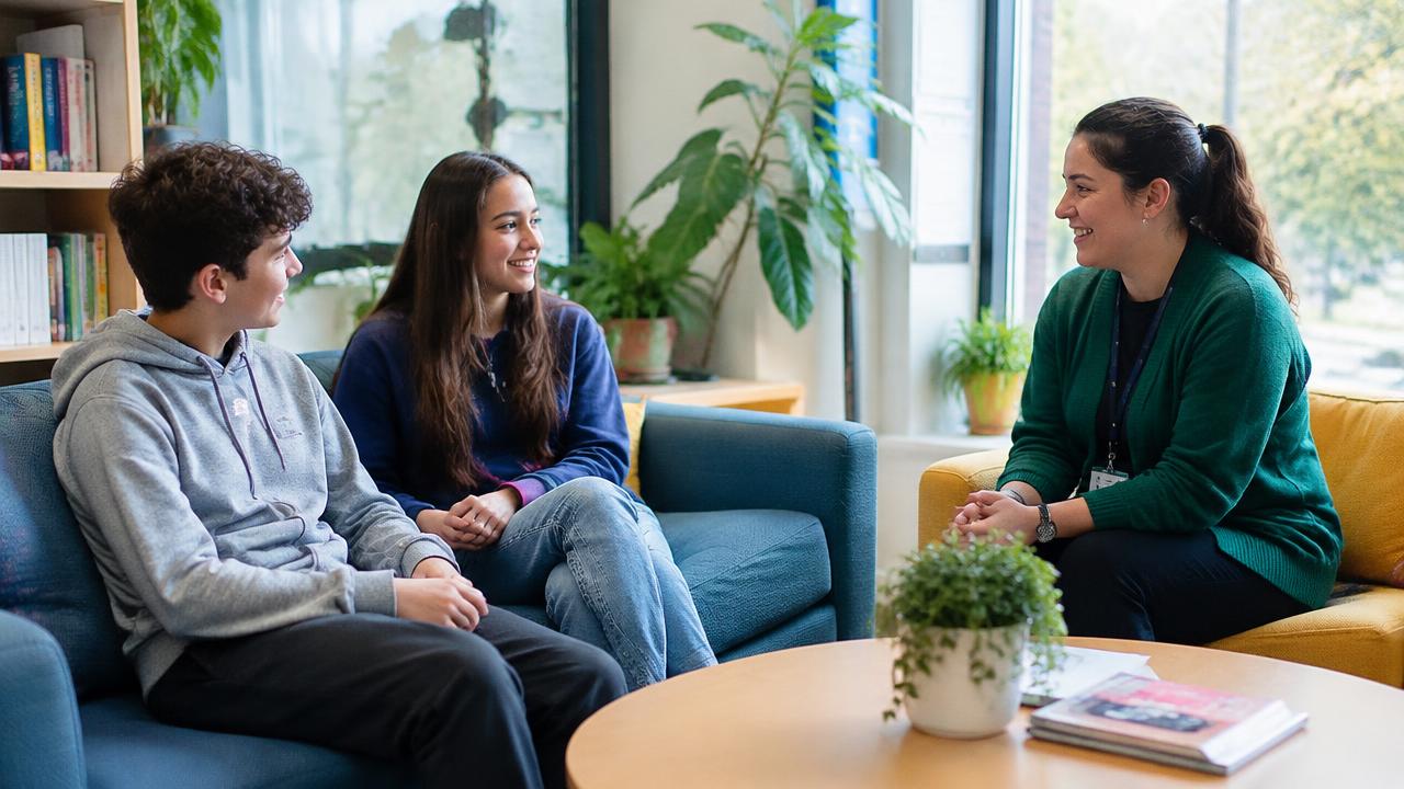 Young people at a youth mental health drop-in service.